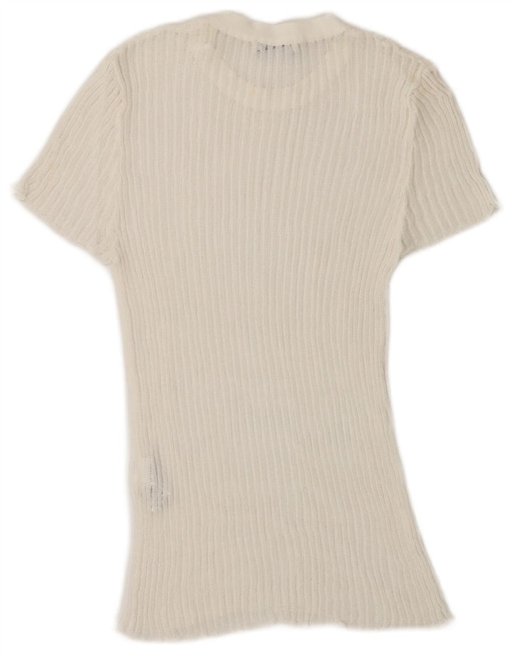 T-shirt damski Zara Top UK 10 Small, biała wiskoza