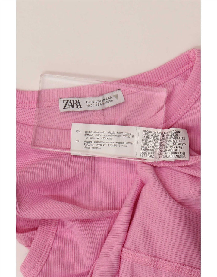 Damski krótki top Zara UK 8 Small Pink Cotton