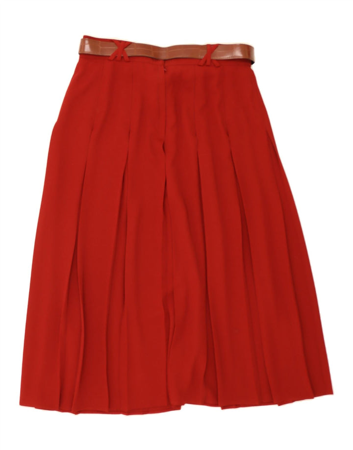 VINTAGE Womens Pleated Skirt UK 18 XL W32  Red Polyester Vintage Vintage and Second-Hand Vintage from Messina Hembry 