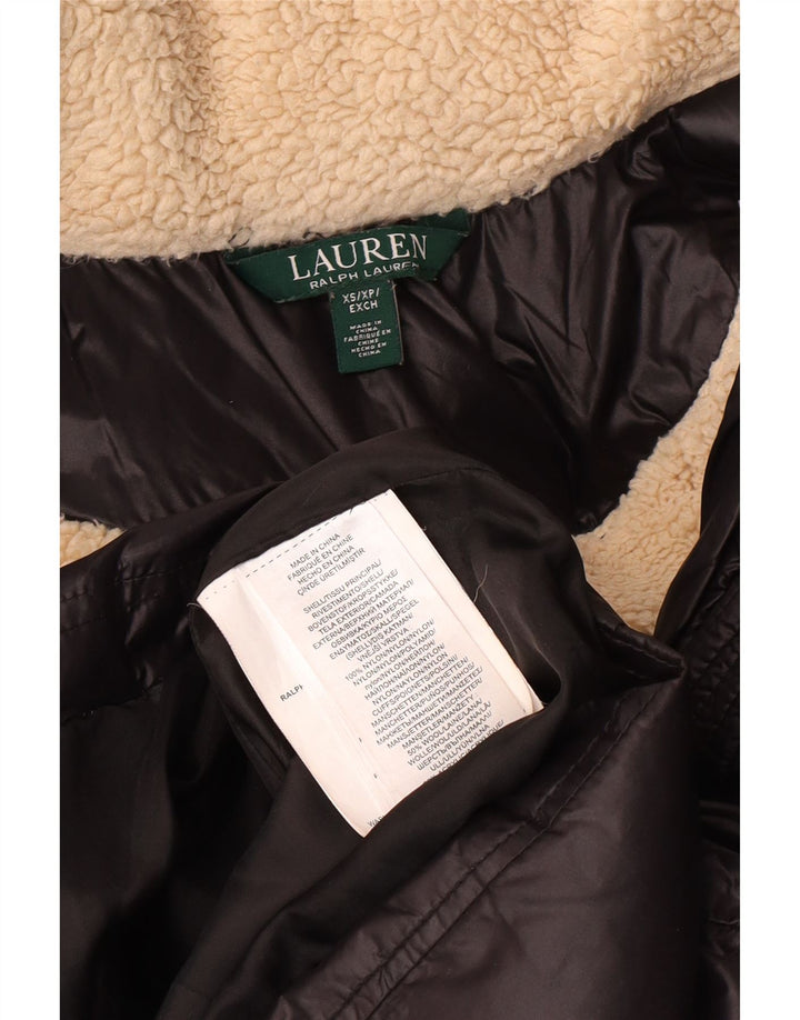 POLO RALPH LAUREN Damski ocieplany płaszcz z kapturem UK 6 XS, czarny, nylonowy, zimowy