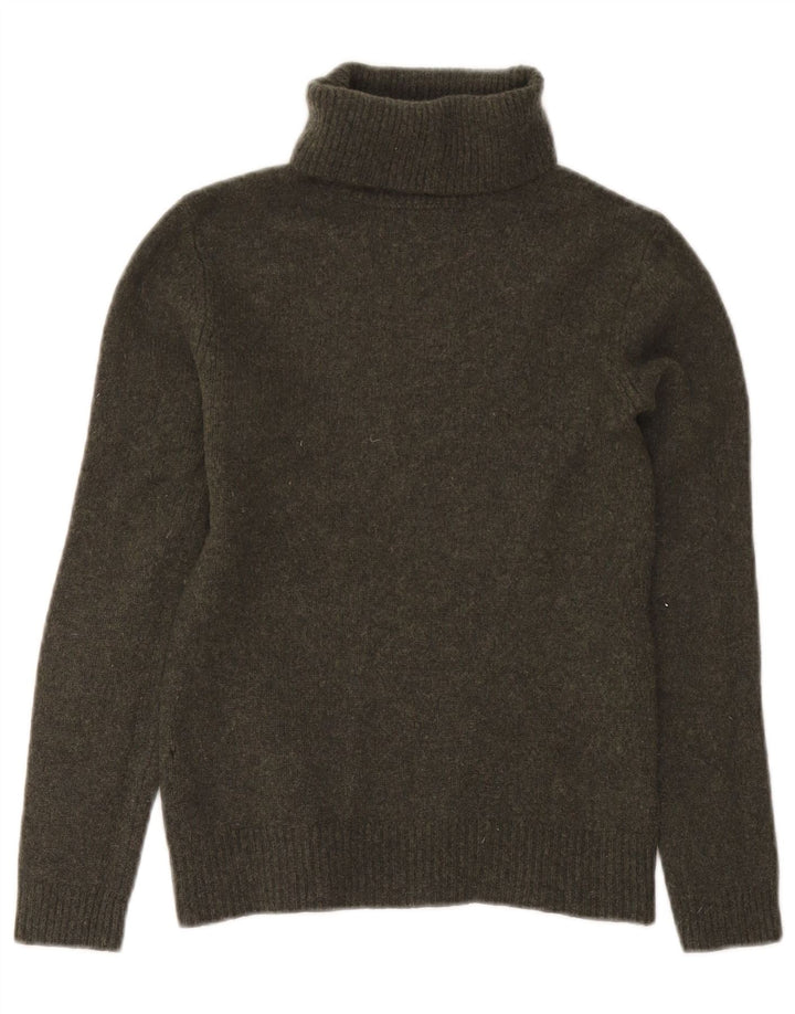 Sweter damski Massimo Dutti z wywijanym dekoltem UK 14, duży, zielony, wełniany