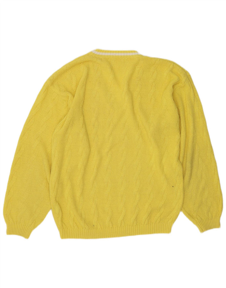 Męski sweter w stylu vintage z dekoltem w szpic IT 50/52 Średni żółty poliakryl