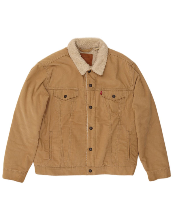 Męska kurtka sztruksowa Levi's Sherpa UK 40, duża, beżowa, bawełniana