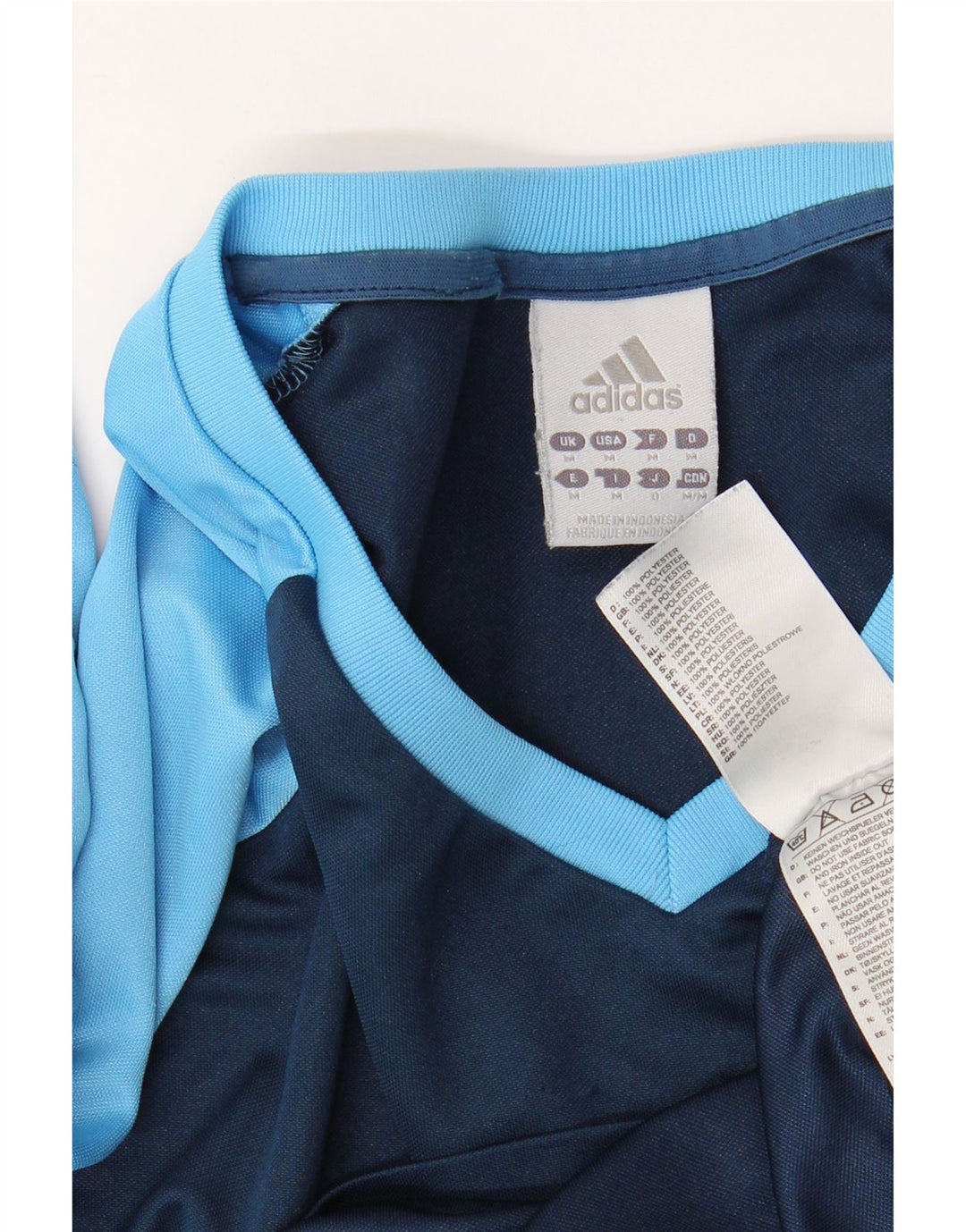 Męska koszulka ADIDAS Climalite Top, średni granatowy poliester w blokach kolorów