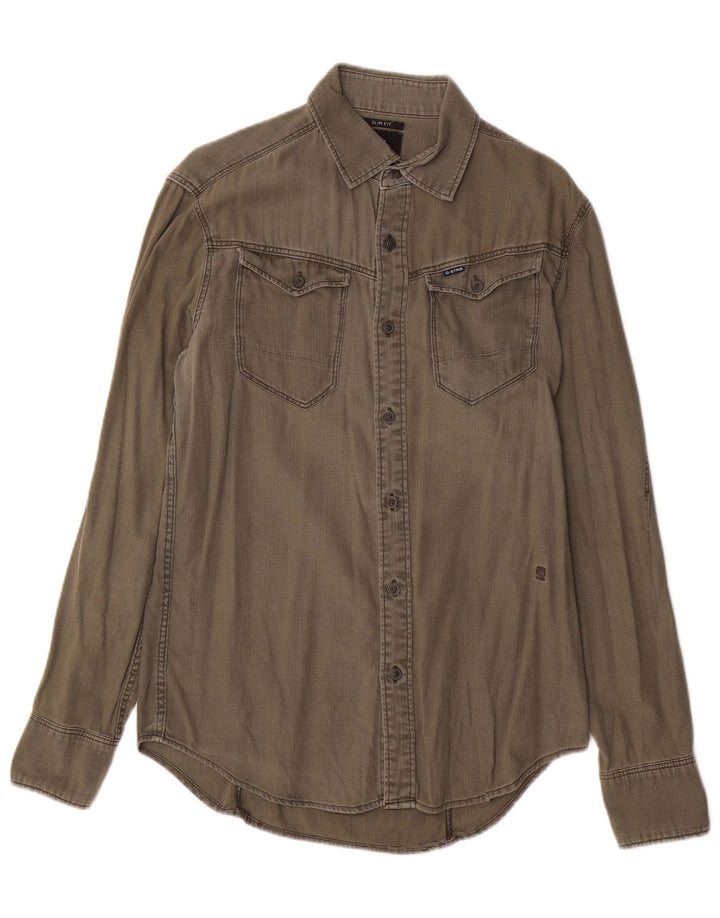 Koszula męska G-Star Slim Fit, mała, zielona, bawełniana