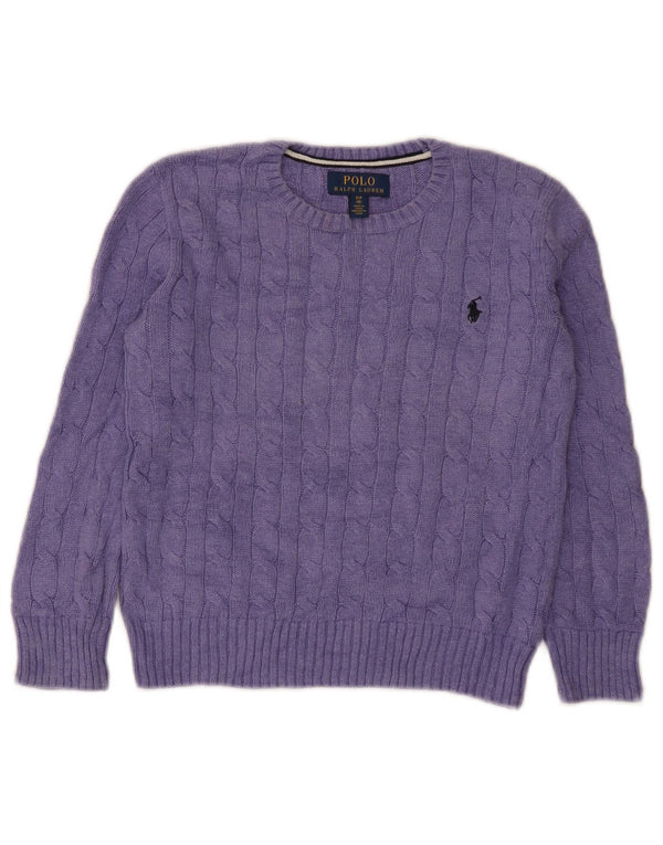 Sweter dziewczęcy Polo Ralph Lauren z dekoltem w łódkę 7-8 lat, mały, fioletowy