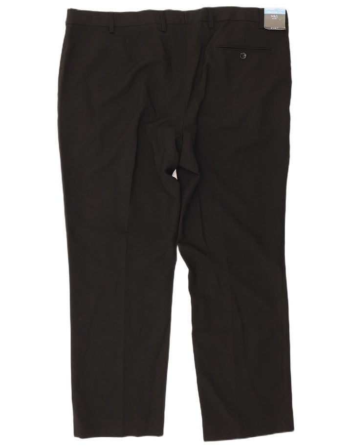 Męskie spodnie garniturowe Marks & Spencer Regular Straight W42 L29 Czarny poliester