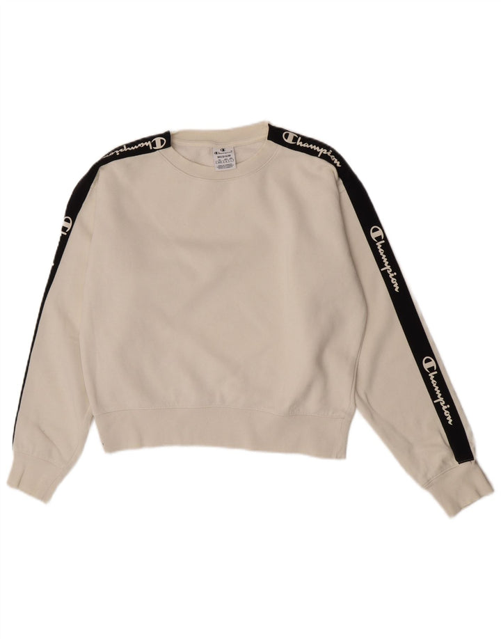 Damska bluza Champion Crop Graphic Jumper UK 14 Medium Off White