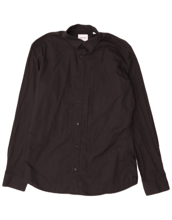 Koszula męska Jack & Jones, średnia czarna, bawełniana
