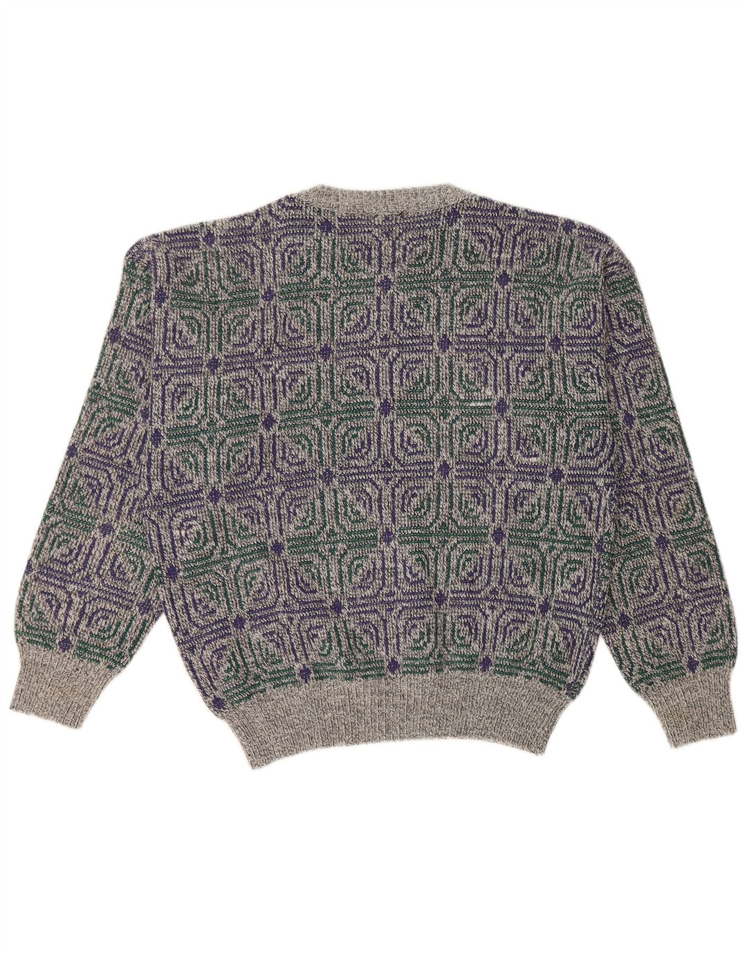 I LEVRIERI Męski sweter z okrągłym dekoltem Średni szary geometryczny poliakryl