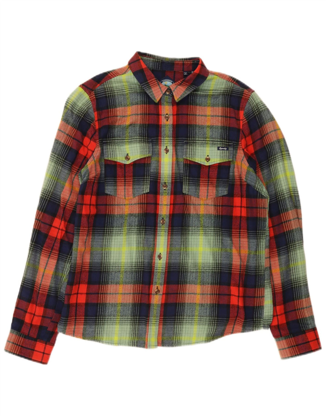 Damska koszula flanelowa Superdry UK 12, średnia wielobarwna bawełniana krata