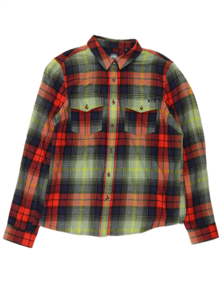 Damska koszula flanelowa Superdry UK 12, średnia wielobarwna bawełniana krata