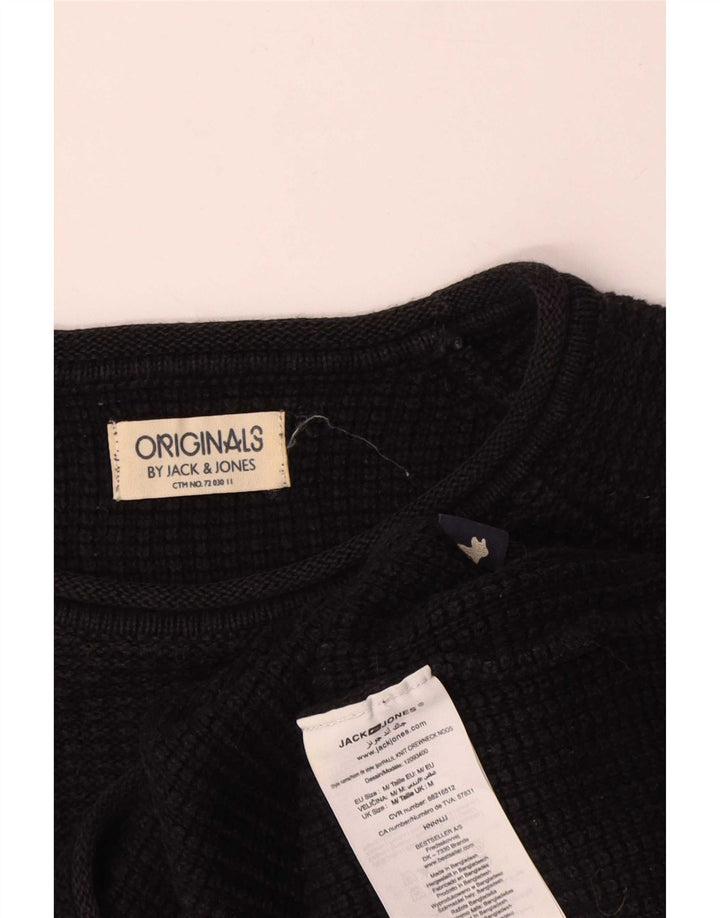 Męski sweter z okrągłym dekoltem Jack & Jones, średniej wielkości, czarny, bawełniany