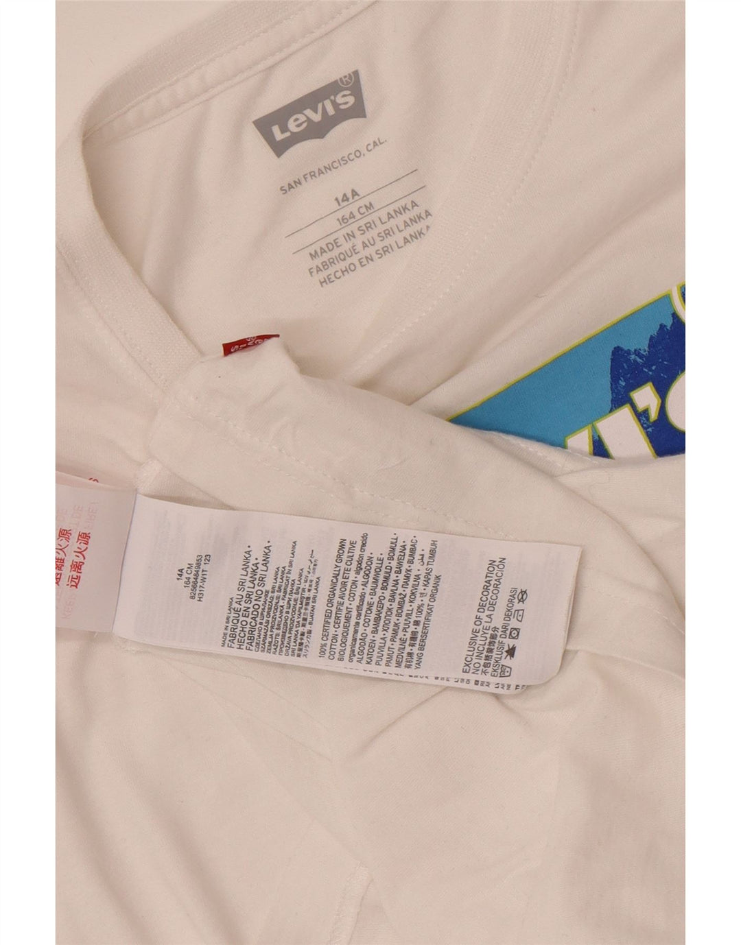Chłopięcy T-shirt z grafiką Levi's, 13-14 lat, biała bawełna