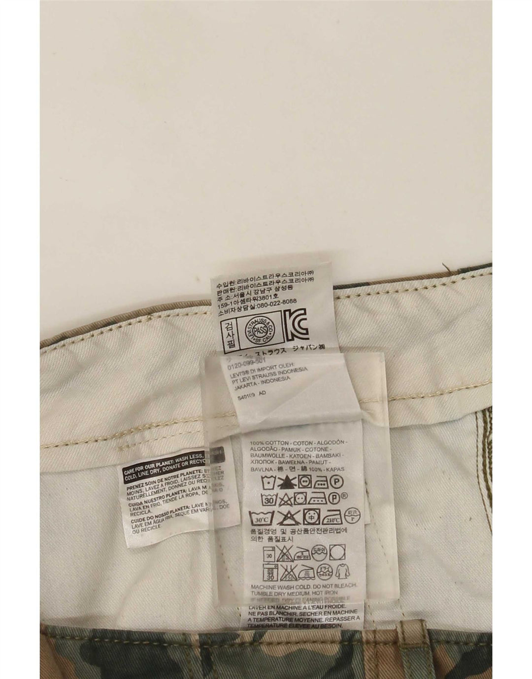 Męskie spodenki cargo Levi's W40 XL Khaki, bawełna w kamuflażu