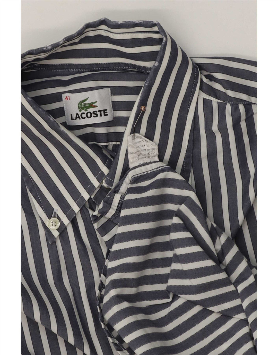 Koszula męska Lacoste, rozmiar 41, średnia, granatowa, bawełniana w prążki
