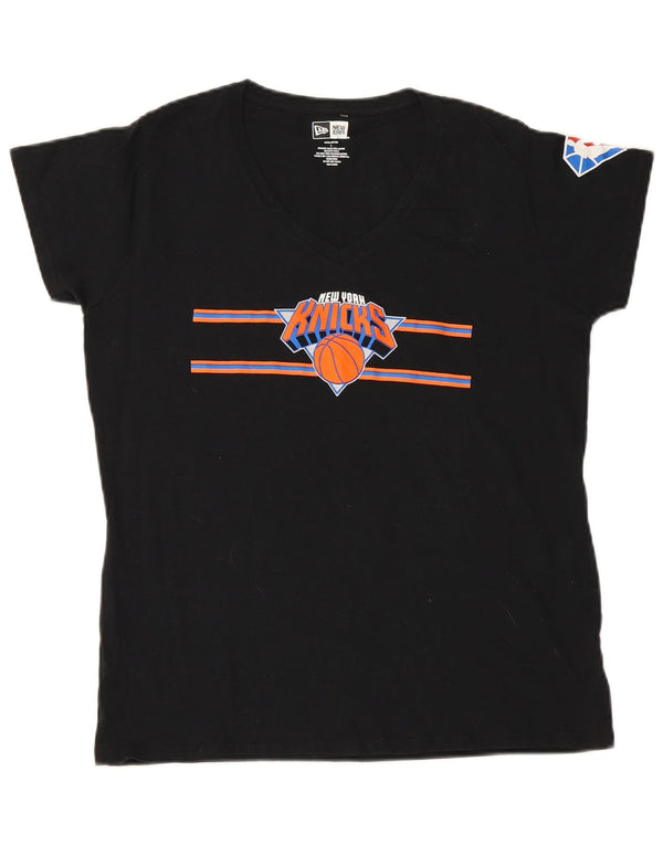 Damska koszulka New Era New York Knicks z grafiką Top UK 16, duża, czarna bawełna