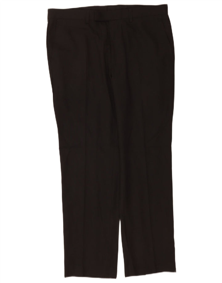 Marks & Spencer Męskie spodnie garniturowe slim fit W34 L29 Czarny poliester