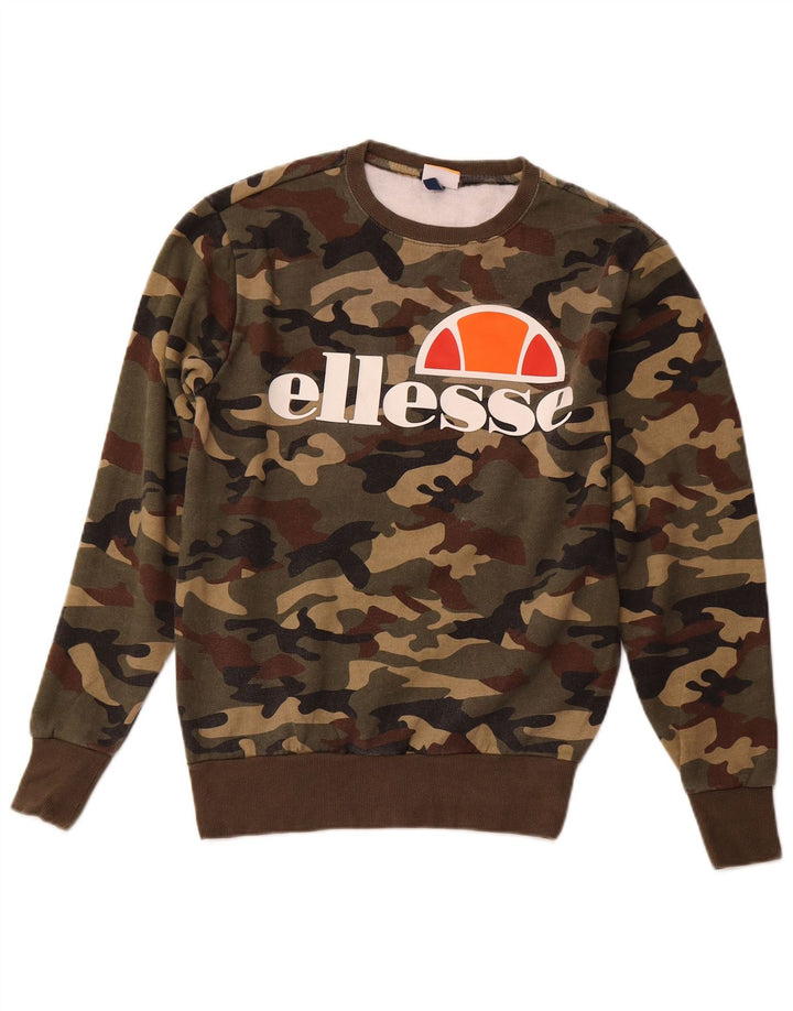 Męska bluza z grafiką Ellesse, mała, bawełniana kamuflaż khaki
