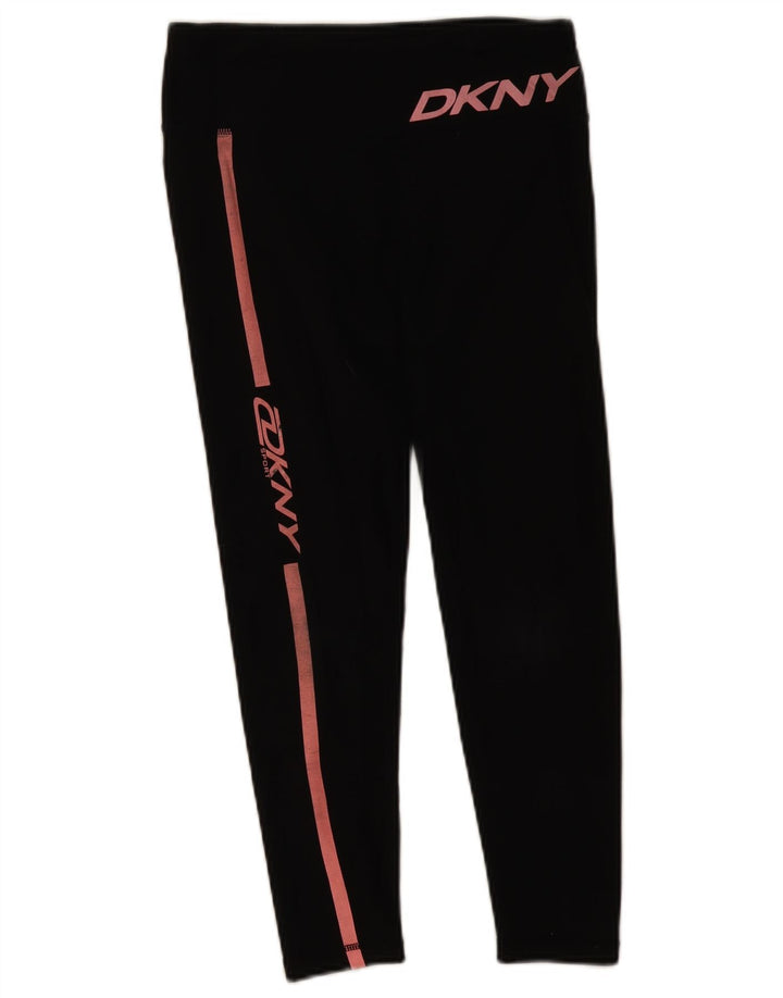 Damskie legginsy Dkny Crop Graphic UK 12, średnia czarna bawełna
