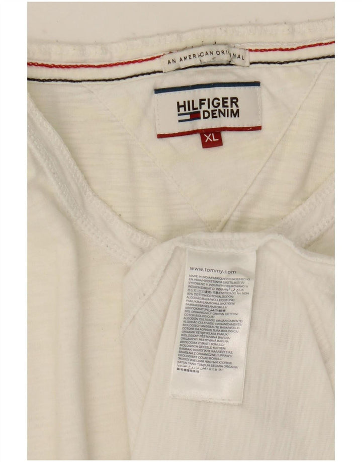 Tommy Hilfiger Męski top z długim rękawem XL, biała bawełna