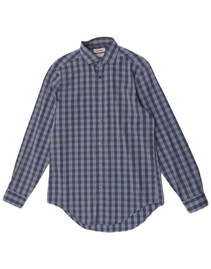 Koszula męska Calvin Klein Slim Fit, rozmiar 15, średnia niebieska kratka