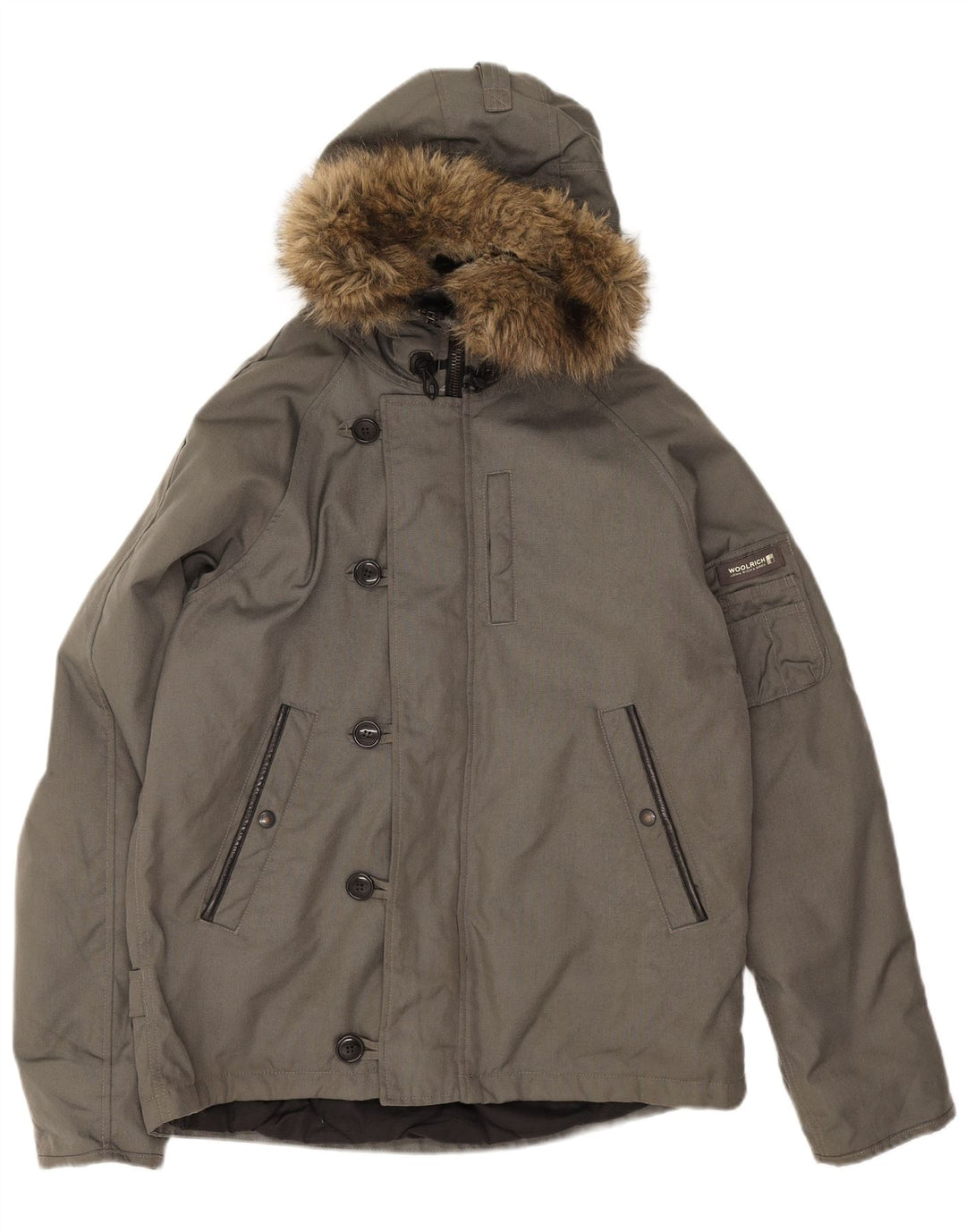 Męska kurtka wiatrówka z kapturem Woolrich UK 40 duża szara