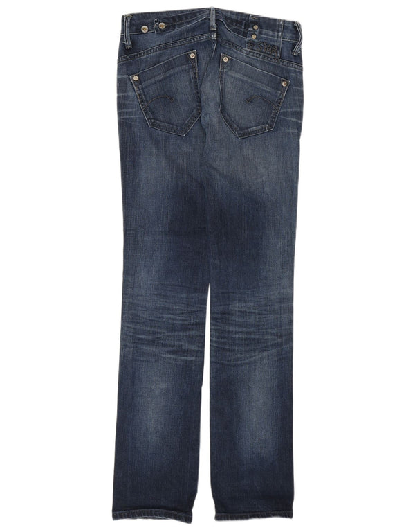 G-STAR Damskie proste dżinsy z niską talią W27 L34 Niebieska bawełna