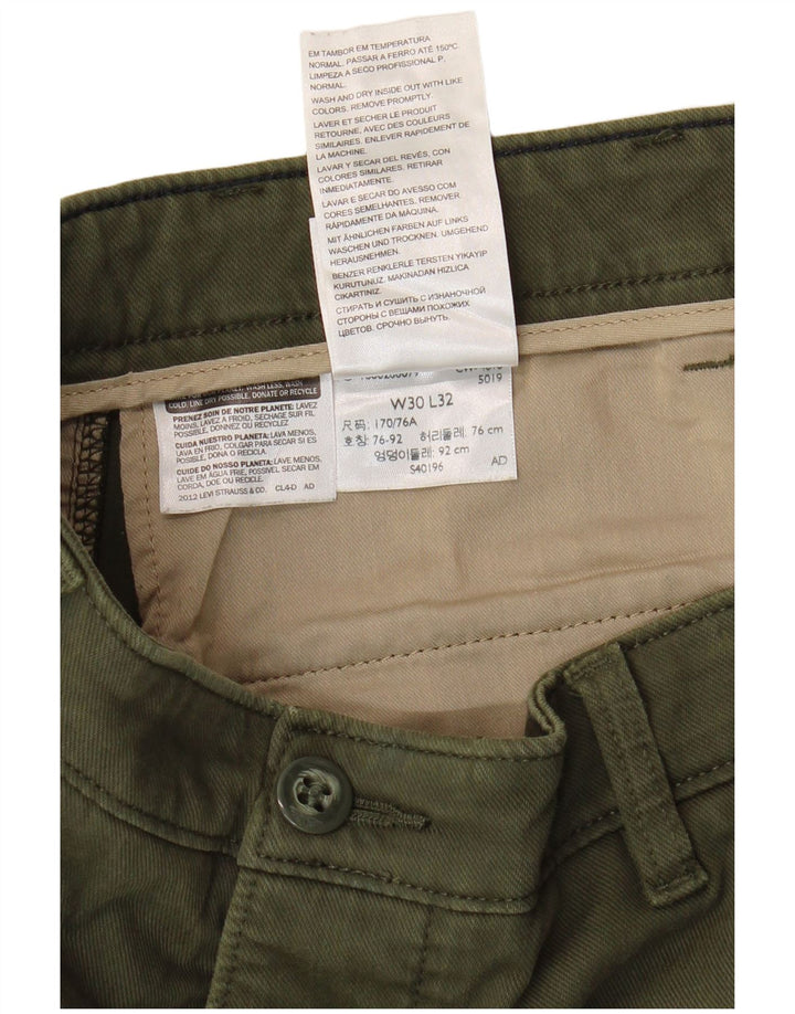 DOCKERS Męskie spodnie Chino w kolorze khaki W30 L32 Zielona bawełna