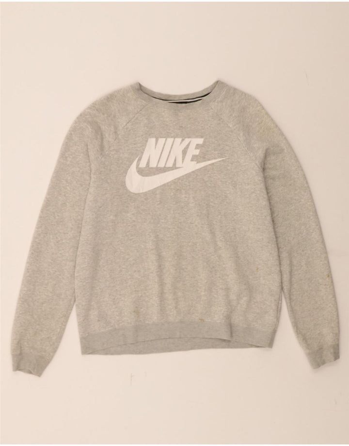NIKE Womens Graphic Sweatshirt Jumper UK 14 Medium Grey Cotton Vintage Nike and Second-Hand Nike from Messina Hembry 