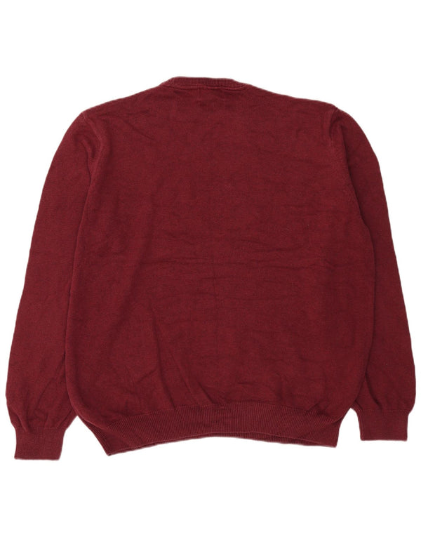 Marks & Spencer Męski sweter z okrągłym dekoltem, 2XL, bordowa bawełna