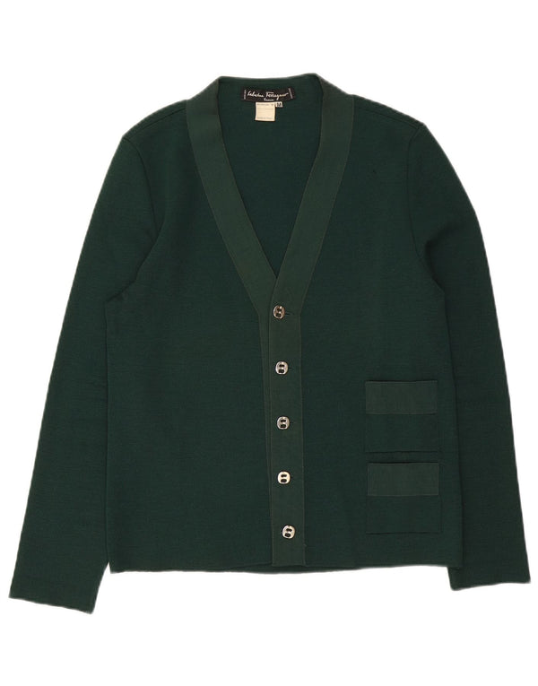 Sweter damski Salvatore Ferragamo UK 12 Średni zielony wełniany klasyczny