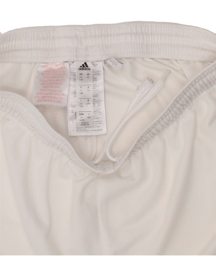 ADIDAS Boys Climalite Sport Shorts 13-14 Years White Polyester Vintage Adidas and Second-Hand Adidas from Messina Hembry 