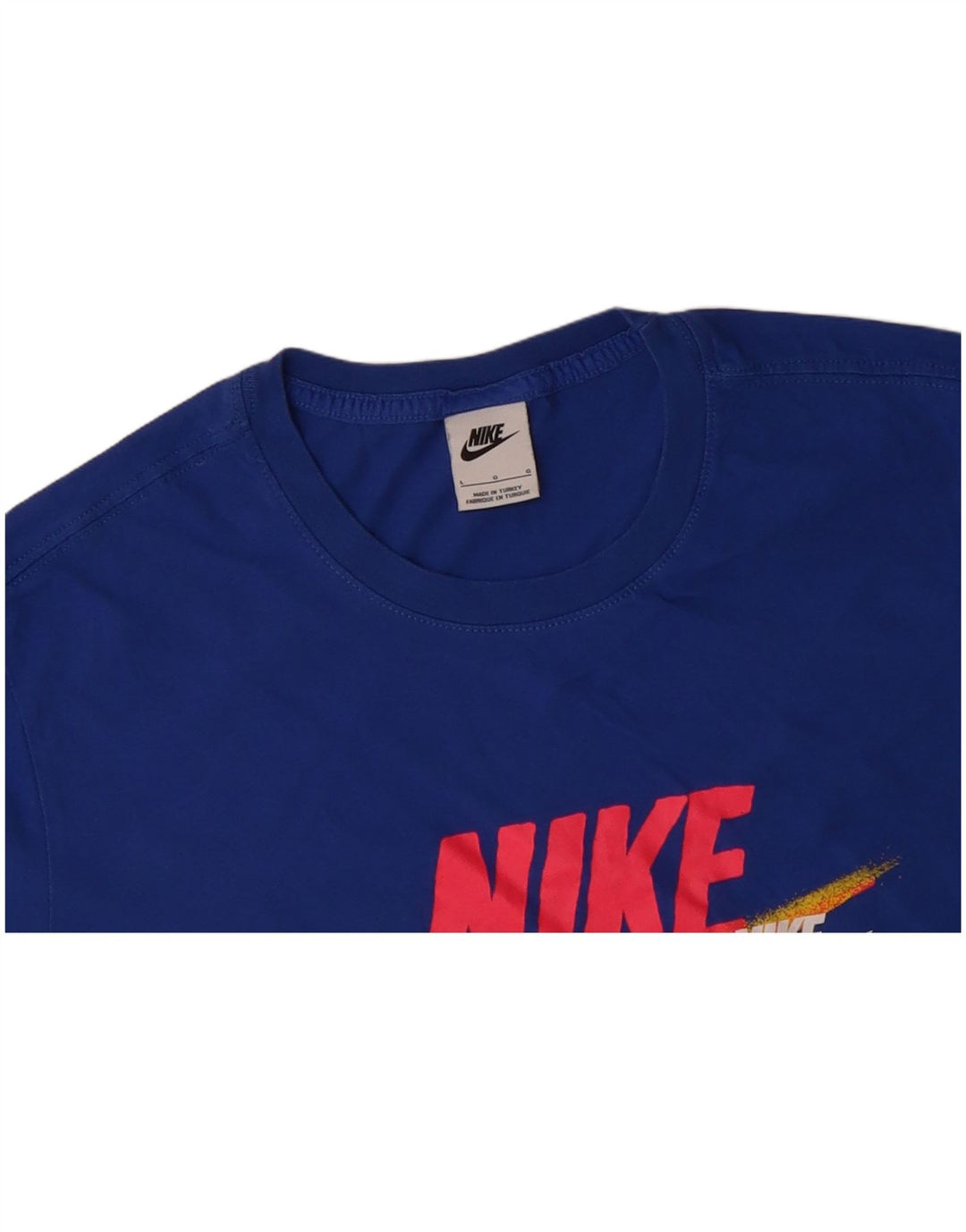 NIKE Mens Graphic T-Shirt Top Large Blue Cotton