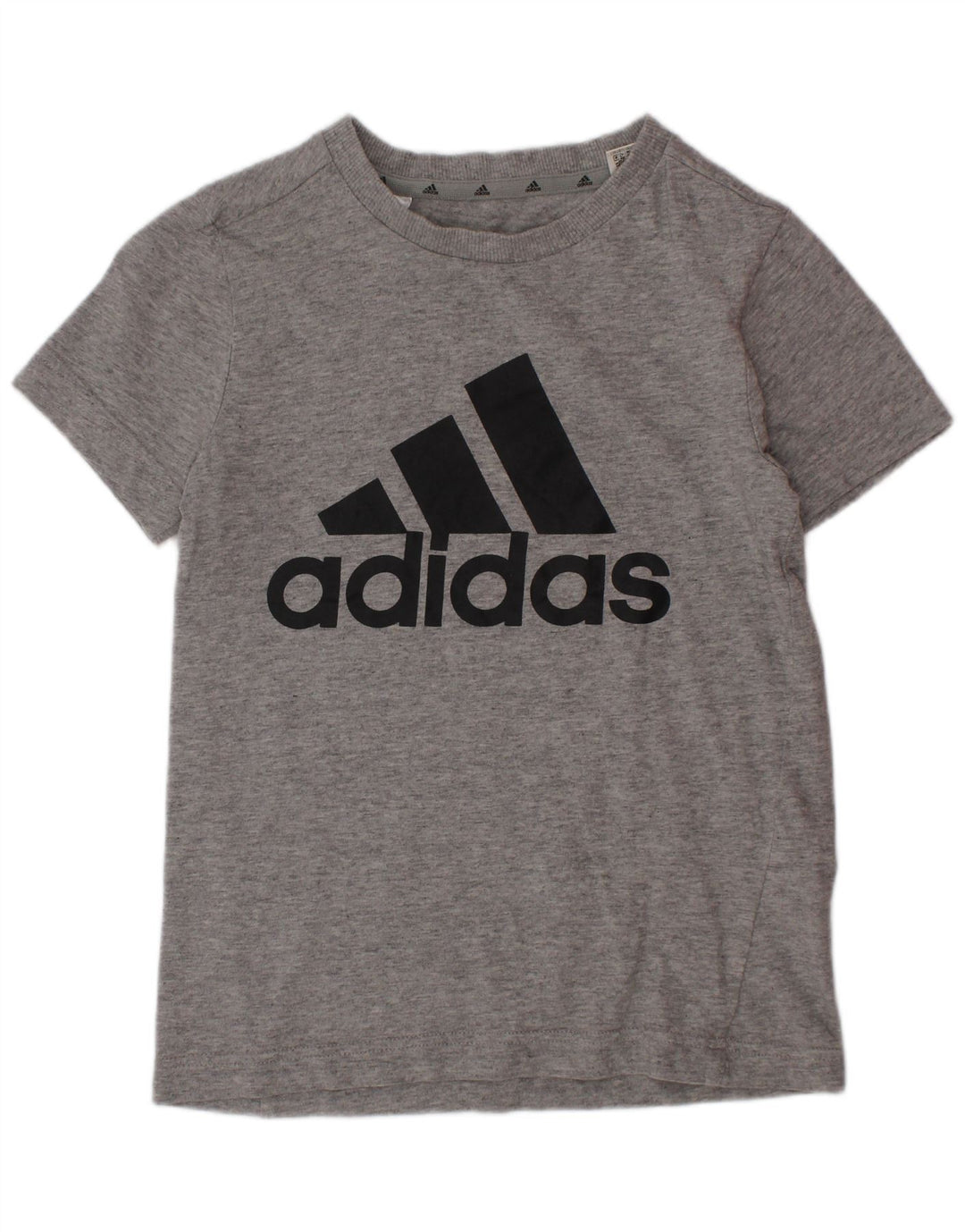 Chłopięcy T-shirt z grafiką ADIDAS, 7-8 lat, szara bawełna