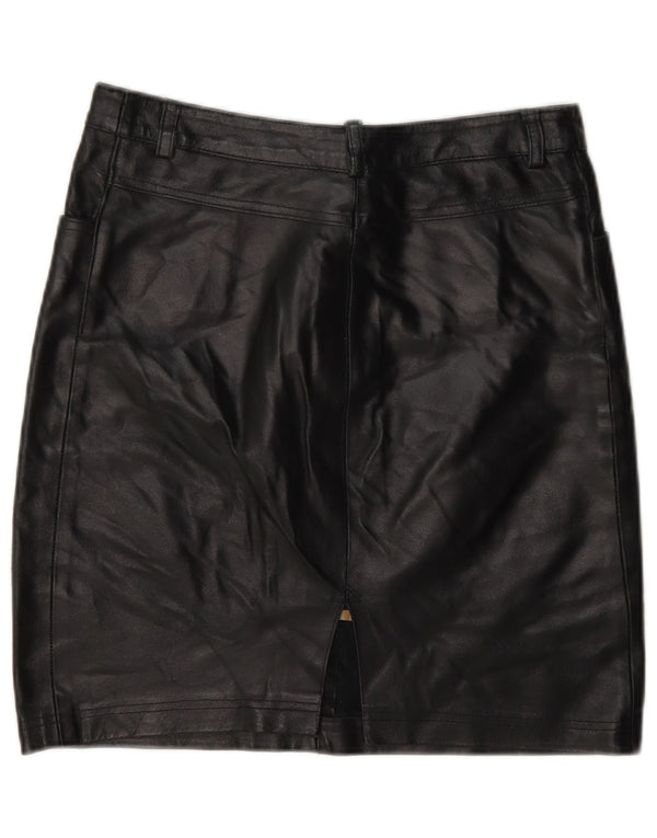 Vintage Womens Leather Skirt Medium W28 Black