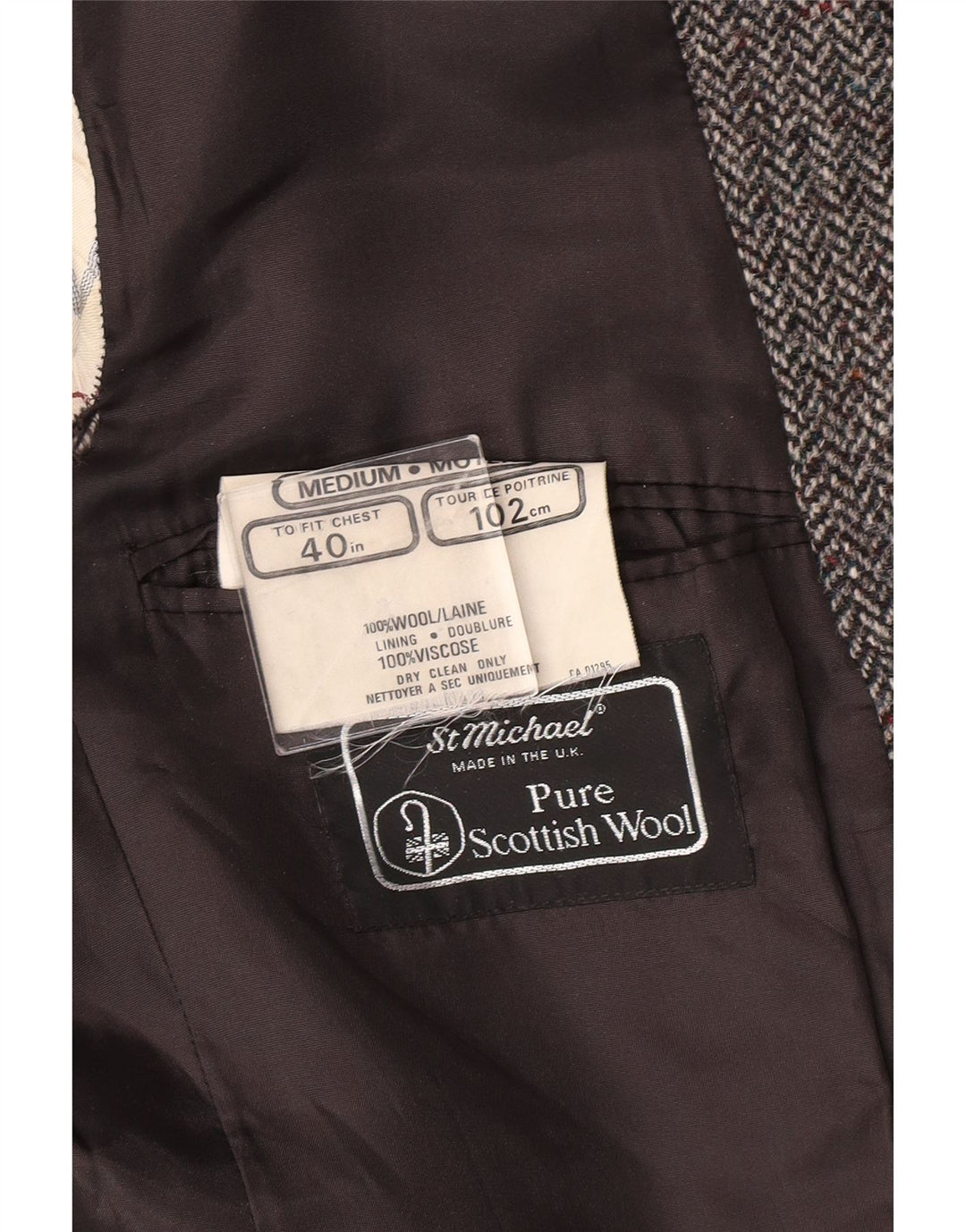 Męska marynarka ST MICHAEL UK 40, duża, szara klasyczna jodełka