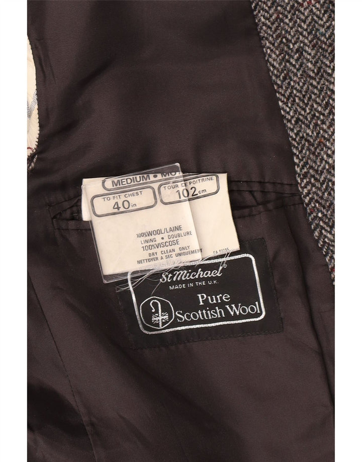 Męska marynarka ST MICHAEL UK 40, duża, szara klasyczna jodełka