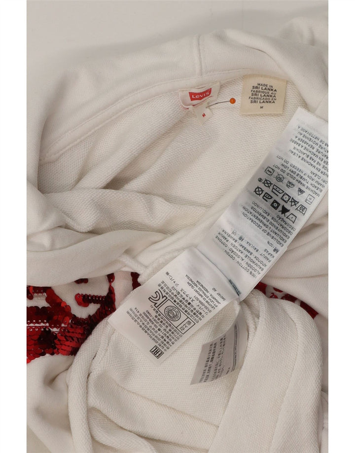 Damski sweter oversize z kapturem LEVI'S, UK 14, średni, biały, bawełniany