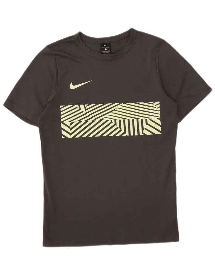 Męski T-shirt NIKE Dri Fit z grafiką, mały, szary poliester