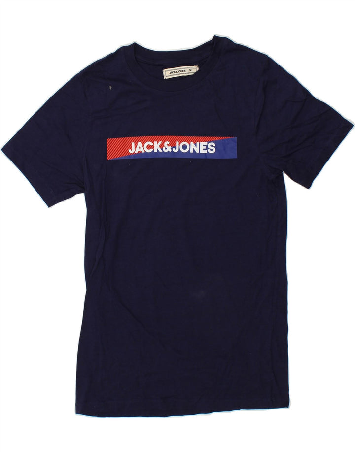 JACK & JONES Mens Graphic T-Shirt Top Medium Navy Blue Cotton Vintage Jack & Jones and Second-Hand Jack & Jones from Messina Hembry 