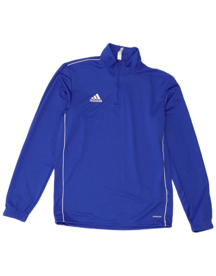 Dres męski Adidas Aeroready z zamkiem błyskawicznym na szyi, średni niebieski poliester