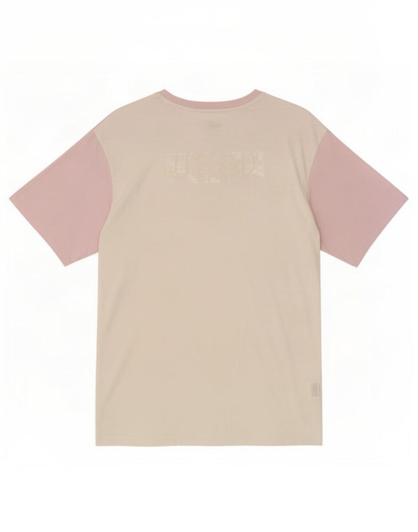 T-shirt damski Puma Top UK 10, mały, złamanej bieli, bawełniany w bloki kolorów
