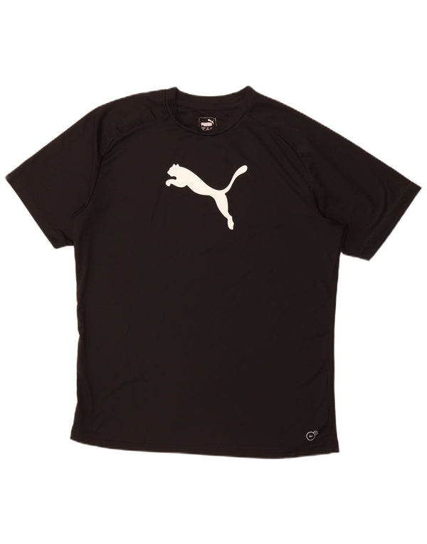 Męski T-shirt z grafiką PUMA, duży, czarny, poliestrowy, sportowy
