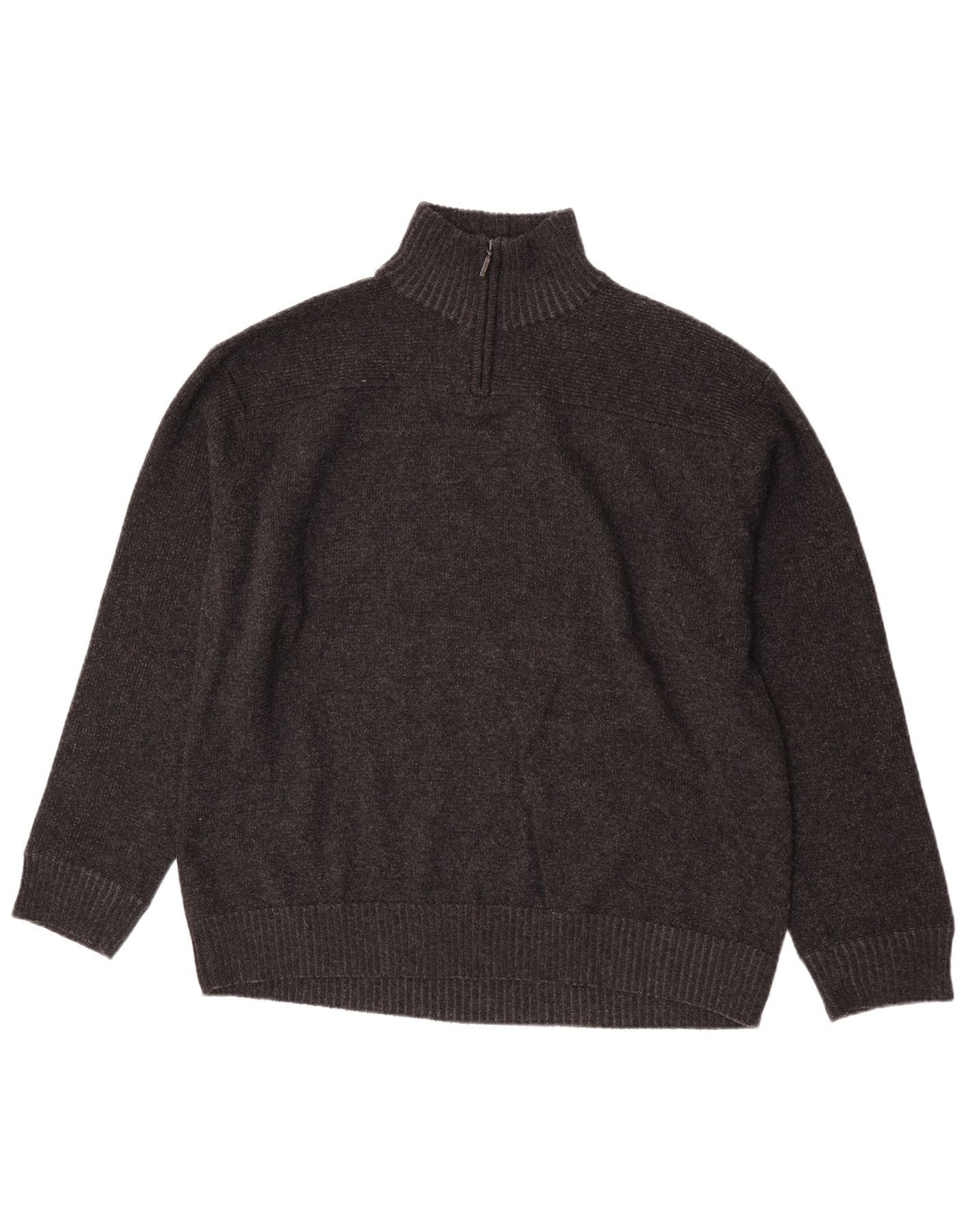 Marks & Spencer Męski sweter z zamkiem błyskawicznym XL, szary, wełna owcza