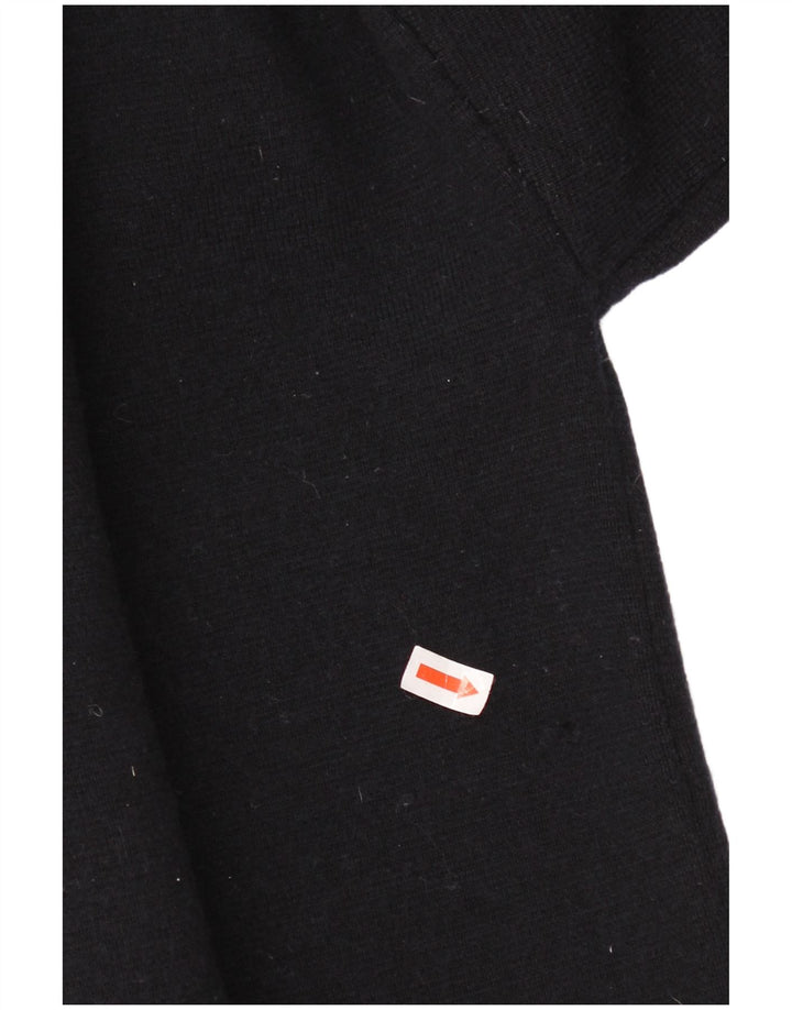 Damski sweter z okrągłym dekoltem Jaeger UK 16, duża czarna wełna