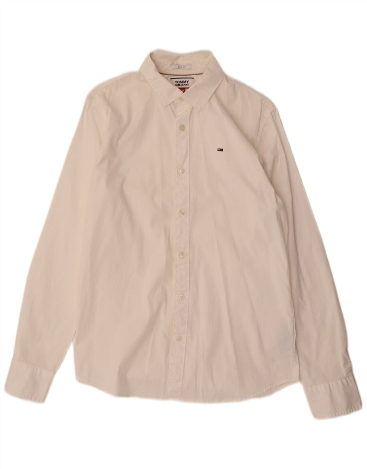 Koszula męska Slim Fit Tommy Hilfiger, średnia biała bawełna