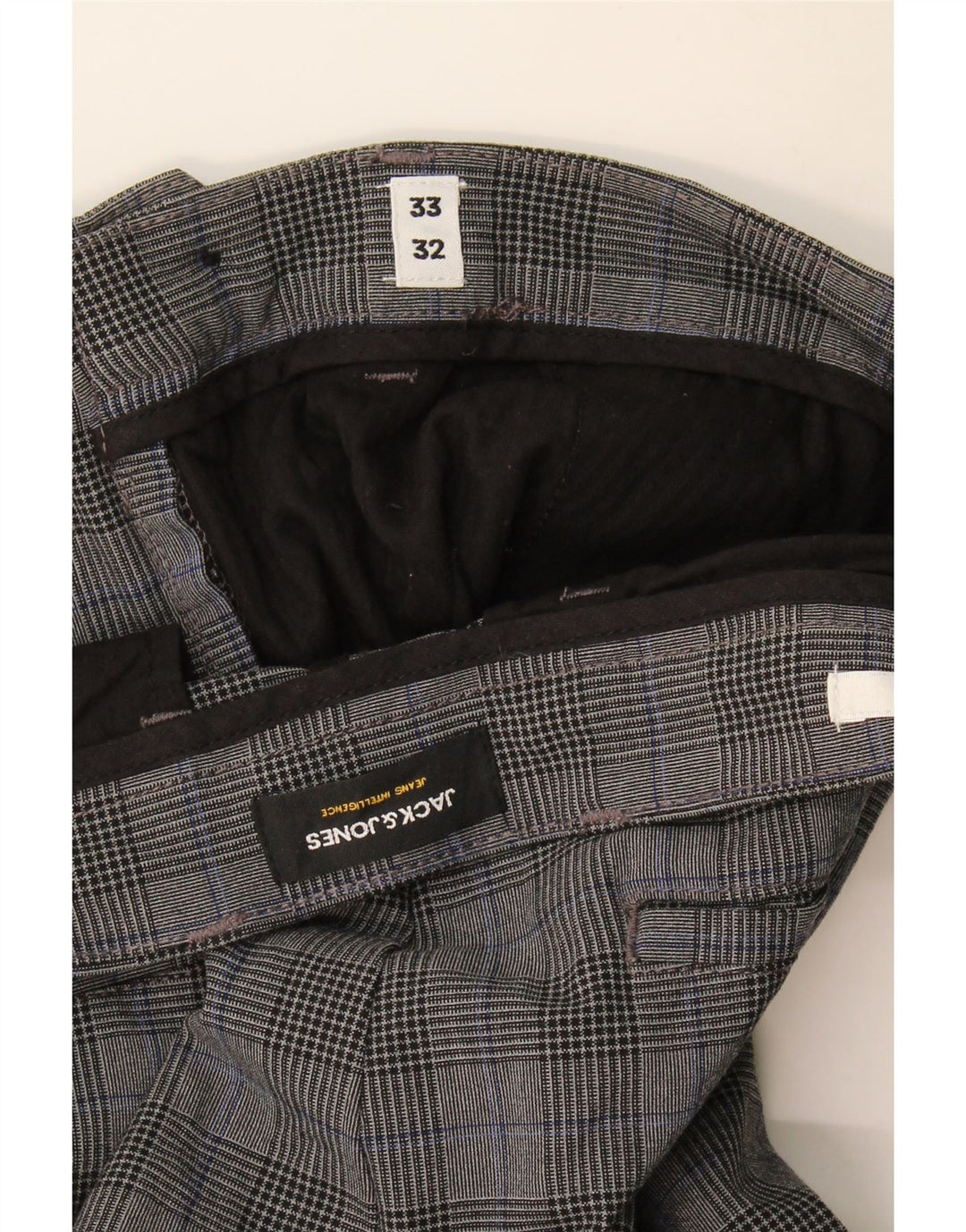 Męskie spodnie garniturowe Jack & Jones W33 L32 w szarą kratkę