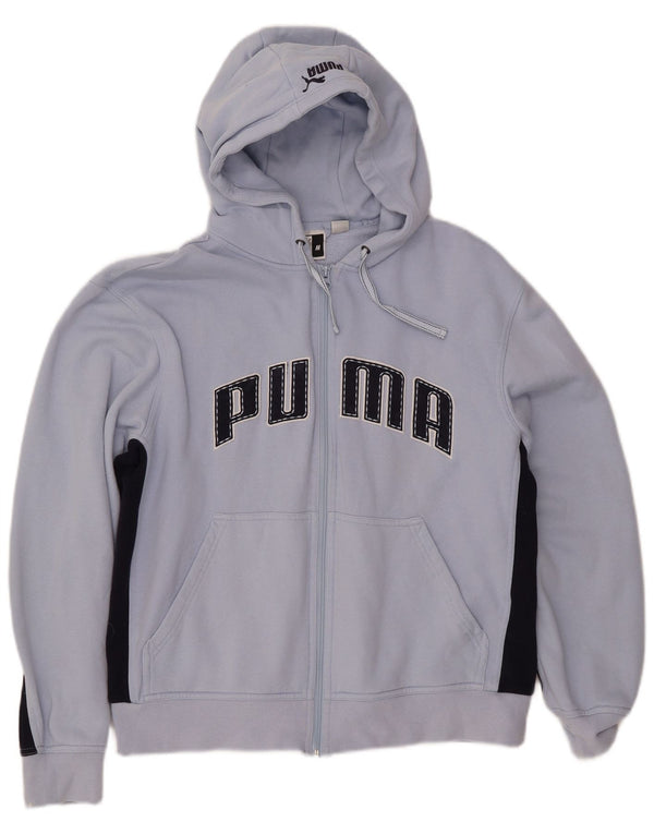 Damski sweter z kapturem i grafiką PUMA UK 14, bawełniany, w kolorze średniego błękitu
