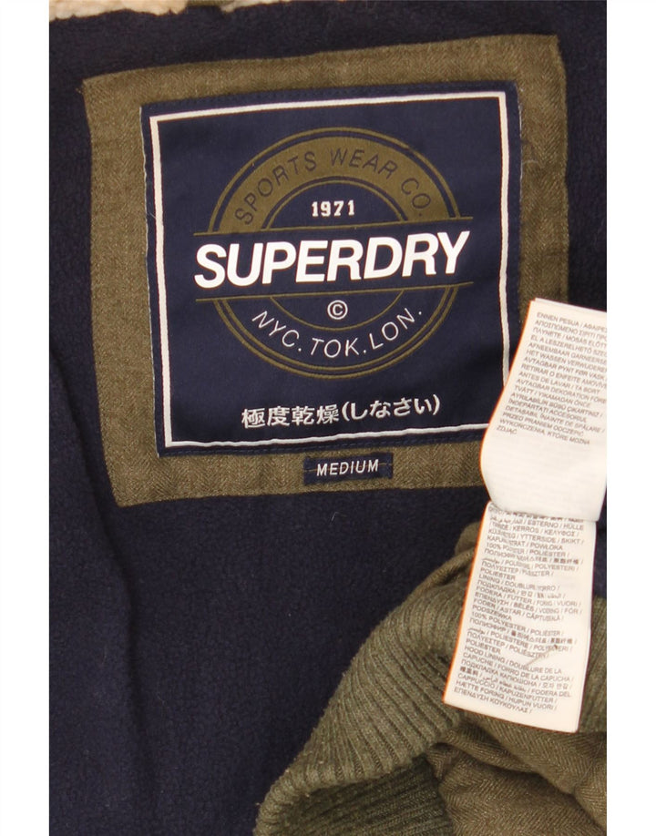 Damska kurtka z kapturem Superdry UK 14, średnia khaki, zimowa